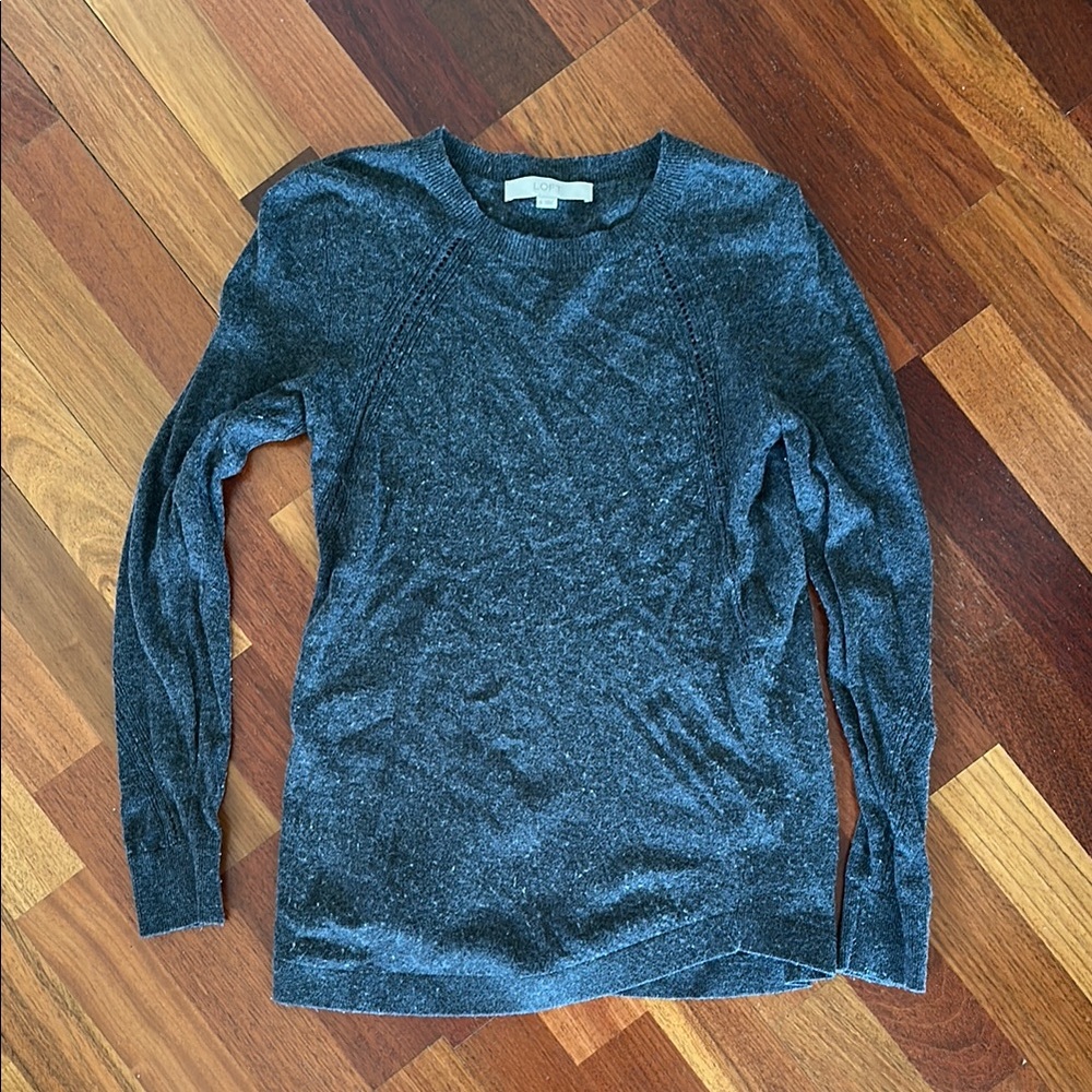 LOFT Crewneck Sweater in Gray with Soft Knit Fabric